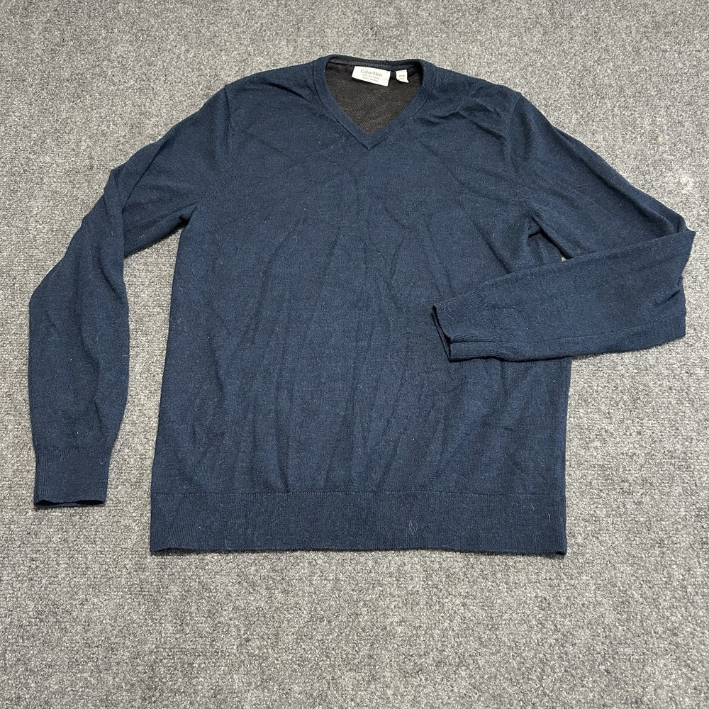 Jos A Bank Men's Traveler 100% Pima Cotton V-Neck Sweater Blue XL